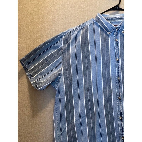 Faded Glory Shirt Men's 2XL Blue Striped Button Down - Picture 2 of 12